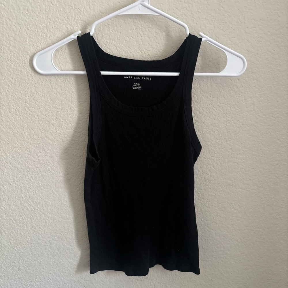 American Eagle Outfitters Black Ribbed Fitted Sleeveless Tank